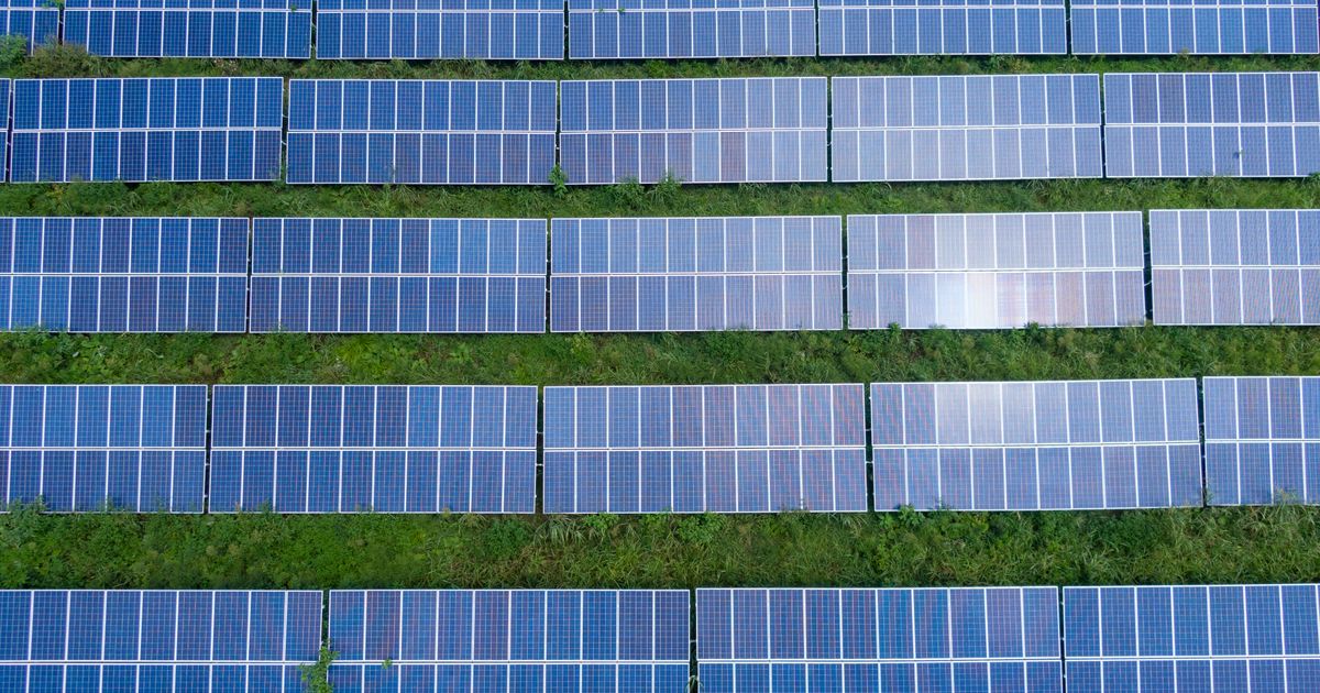Industrial greenhouse with heating system representing Bitcoin mining waste heat reuse for agriculture