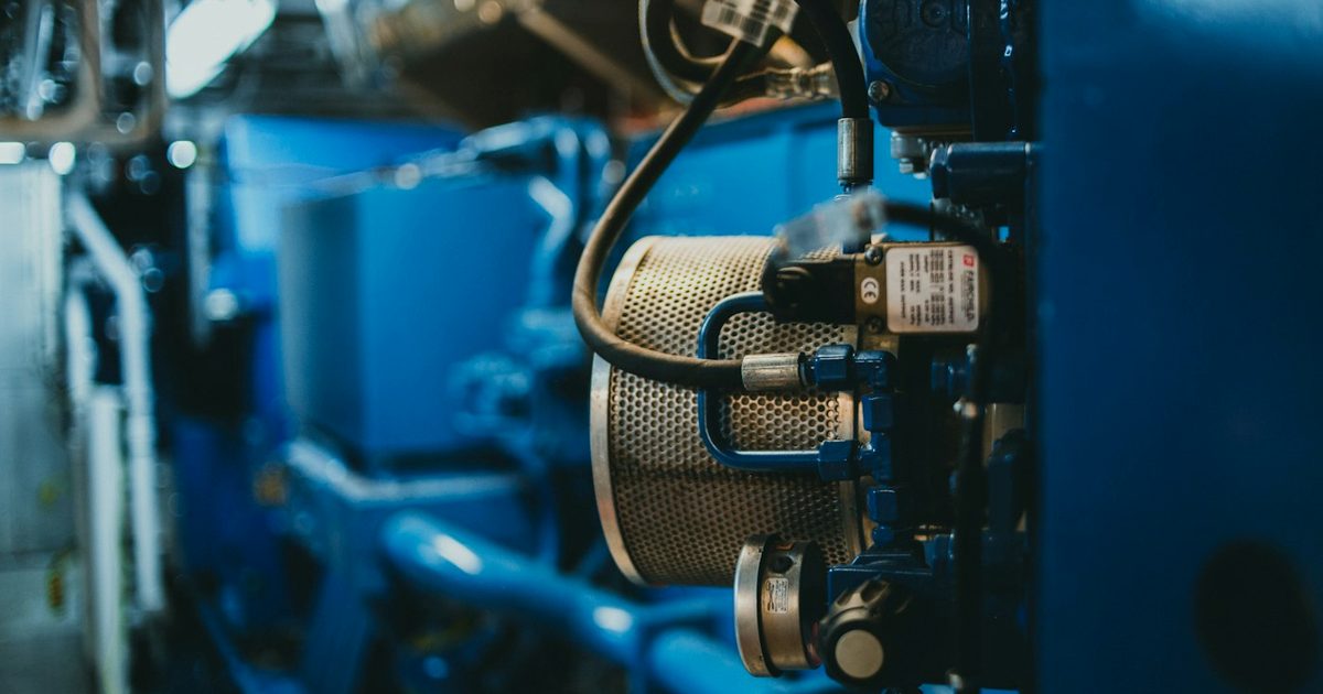Natural gas generator engine at an off-grid bitcoin mining site
