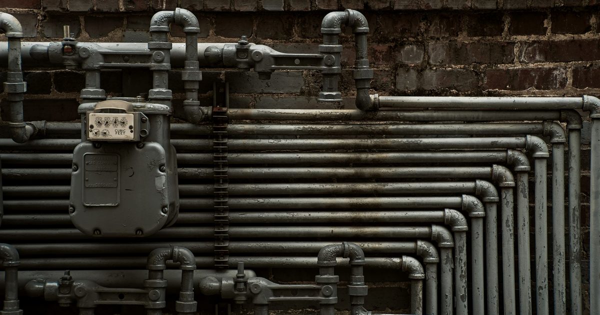 Natural gas metering station with pipework and measurement instrumentation